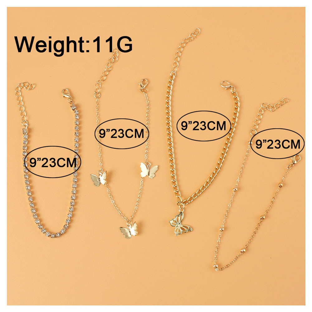 Fashion Butterfly Rhinestone Multi-layer Alloy Anklet Wholesale display picture 1