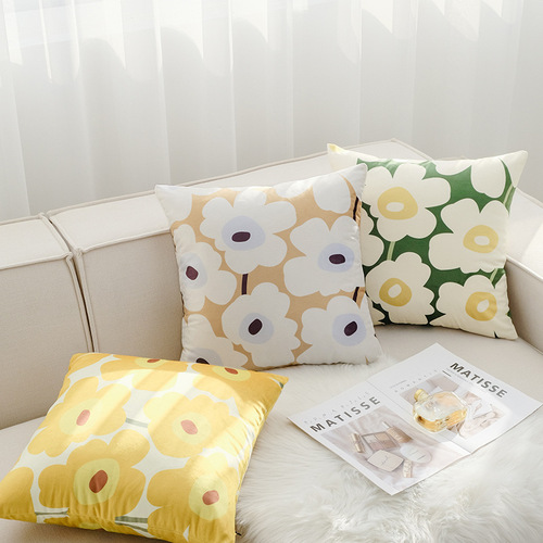 北欧ins芬兰风格罂粟花抱枕套 方形靠枕客厅沙发腰枕靠背垫批发