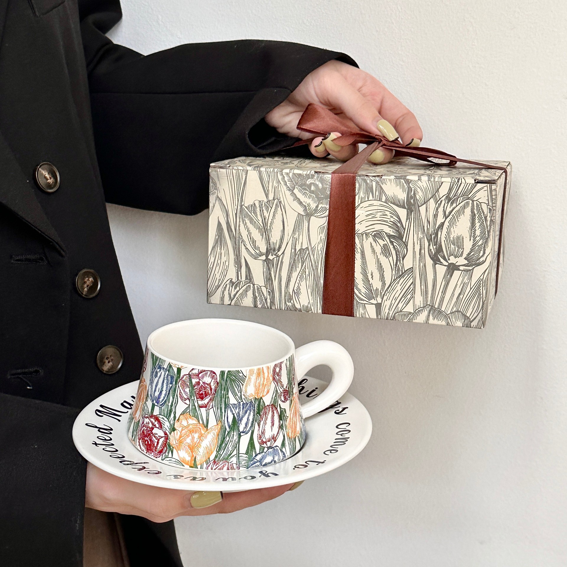 Tazas de café de estilo medieval, tazas de cerámica de alta calidad, tazas de té de la tarde, regalo para chicas