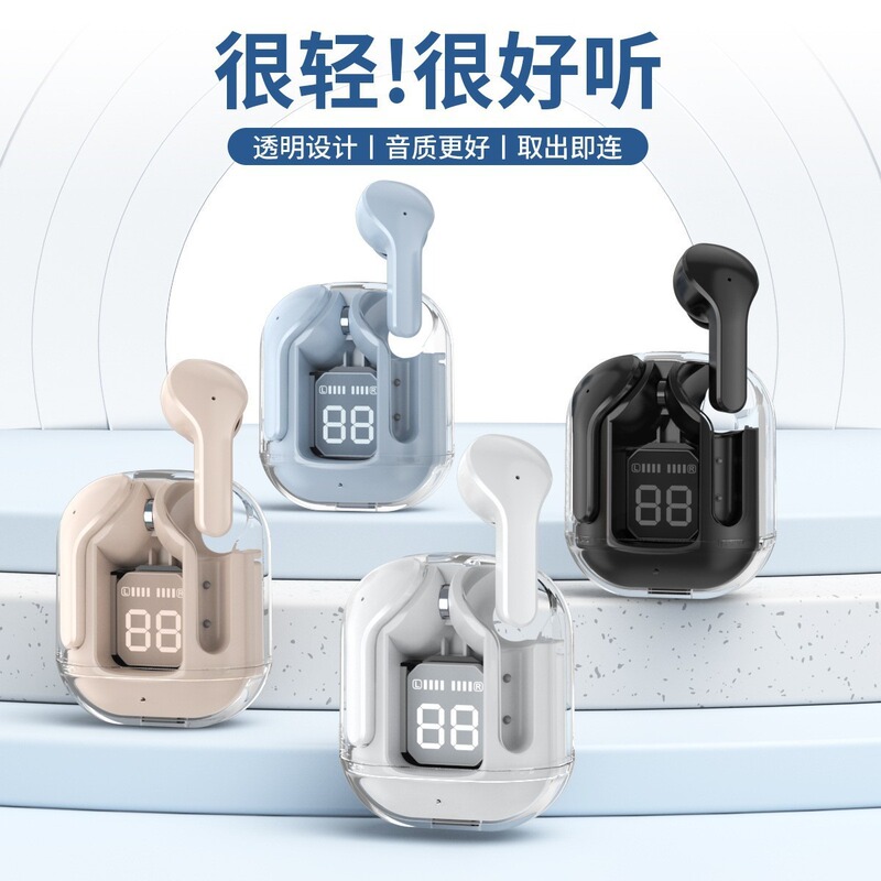 Cross-Border Bluetooth Headset Digital Display Charging Case Tws Transparent Case First and Second Generation Macaron Air31Ipx6 Waterproof