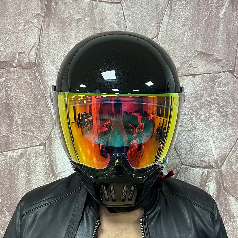 Casco retro para hombre, casco completo de crucero, caballero fantasma, personalidad, esqueleto, cuatro estaciones, coche eléctrico ligero