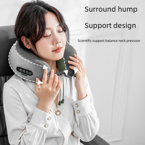 Neck Massager, Multi-functional Home C-shaped Massage Pillow, Portable Travel Electric Kneading and Heating Neck & Shoulder Massager