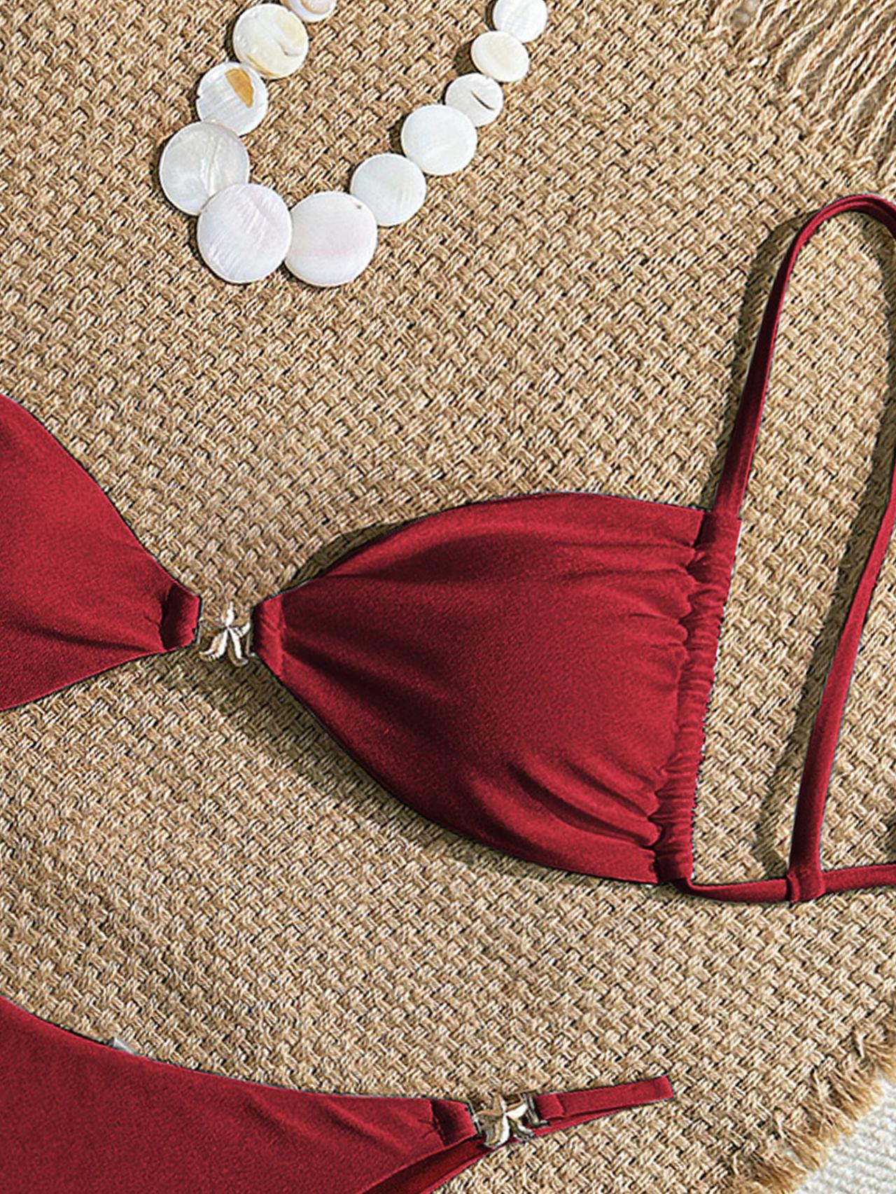 Women's Sexy Thin Rope Shoulder Strap Bikini Triangle Cup Swimwear for Beach Hot Springs Trending New_voghion.com