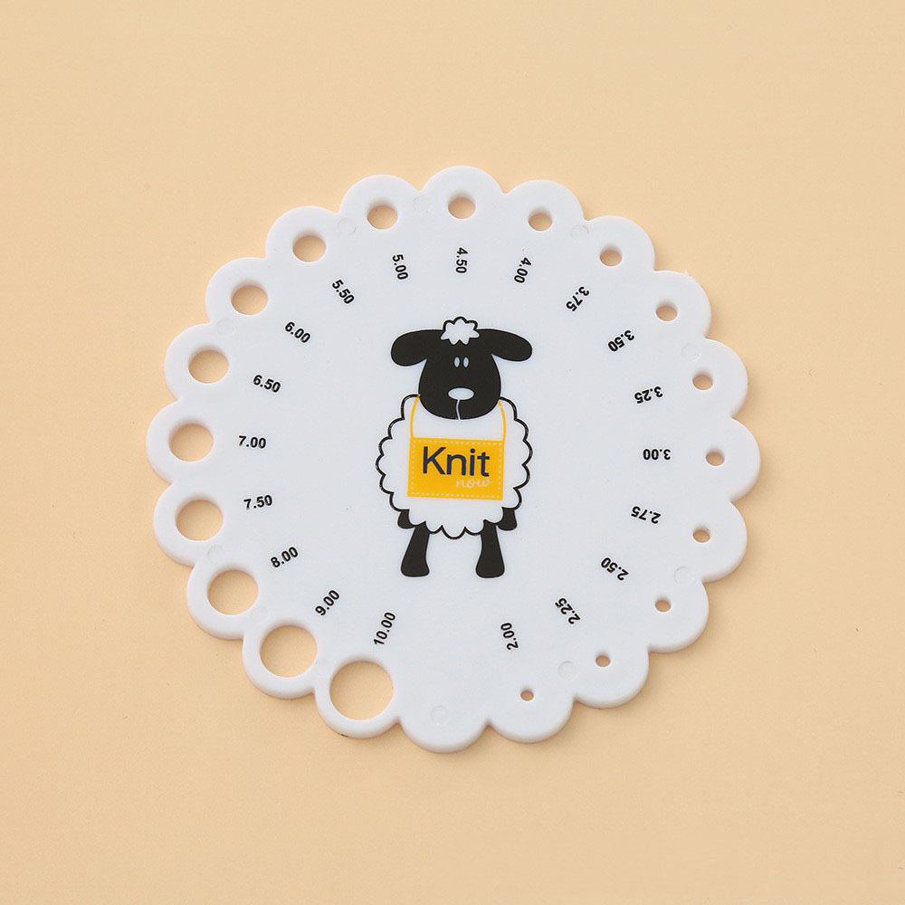 小绵羊钩针测量尺编织工具圆形塑料标尺毛衣针尺规多功能量针器