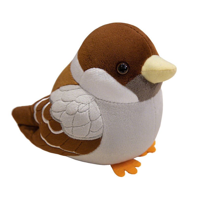 Dibujos animados gorrión pájaro carpintero muñeca peluche simulación pájaro muñeca casa sala de estar decoración niño muñeca de trapo
