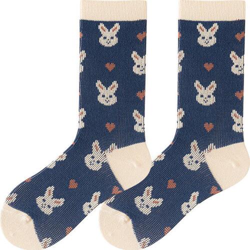 Women's Knee-High Socks - Winter/Spring Collection, Combed Cotton, Cute Animal Design, Double-Needle, Double-Track, Retro Warm Cotton Socks - Zhuji Socks Wholesale