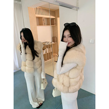 告白气球进口整皮狐狸毛新款年轻款面包块皮草马甲女
