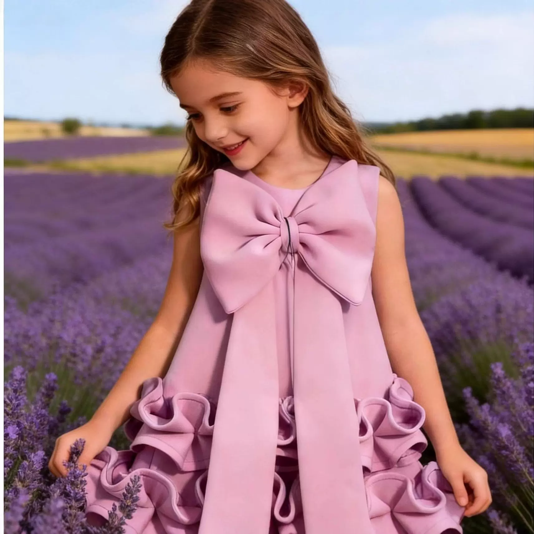 ins女童外贸礼服连衣裙立体宴会生日表演优雅重工礼服蝴蝶结