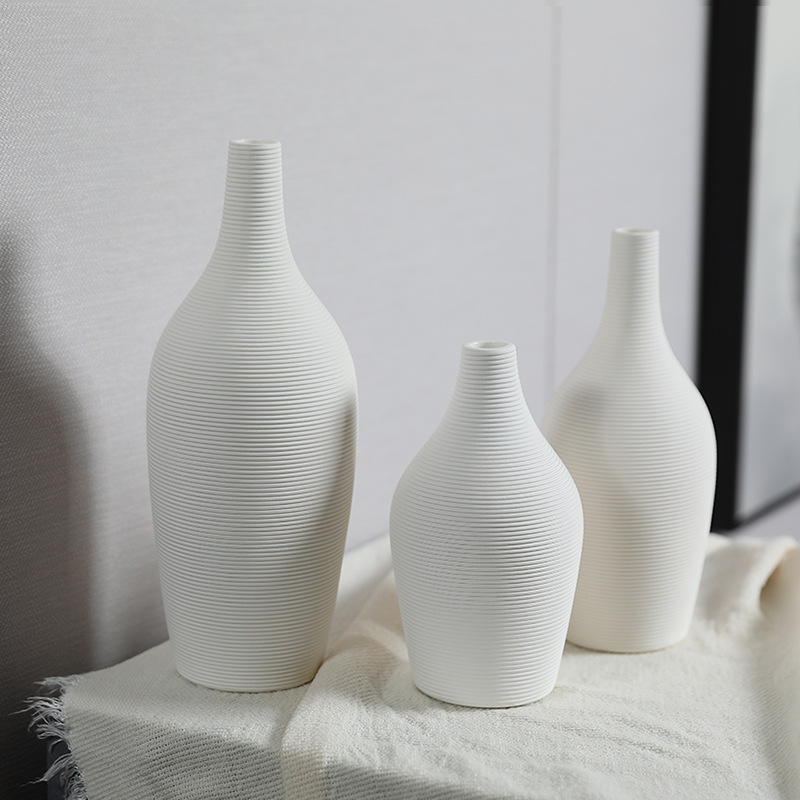 Botón de cerámica a rayas blancas decoración moderna y minimalista sala de estar flor seca flor de mesa decoración floral