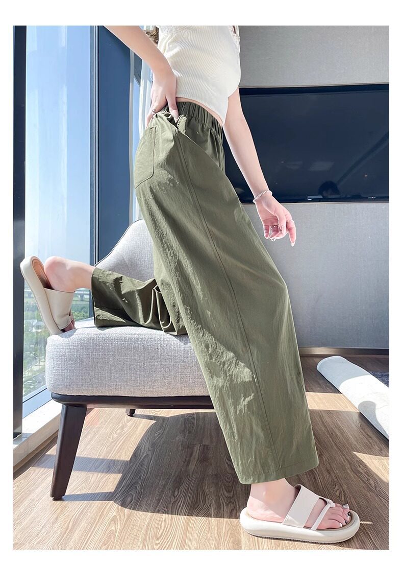 Quần dài nữ ống đứng vải lụa băng mỏng, dáng suông rộng, phong cách Yamamoto, phù hợp mùa hè — Quần hồng 9 chi tiết 29
