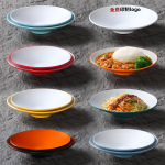 密胺餐具大碗商用双色加厚浅口碗创意凉皮拌面拌饭炸酱面碗