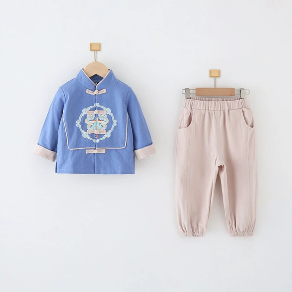 Blue clothes+rice pants set