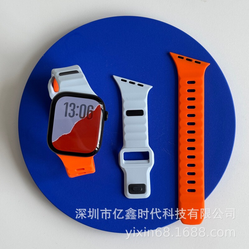 Irregular Beveled Single-Stud Silicone Strap Suitable for Apple Watch Series 9, 10, S11 and iWatch Ultra Irregular Beveled Single-Stud Silicone Strap Suitable for Apple Watch Series 9, 10, S11 and iWatch Ultra