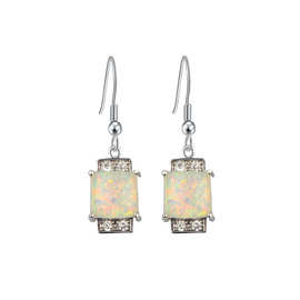 欧美日韩简约耳环耳钩新款长方形裸澳宝欧泊跨境耳饰配饰