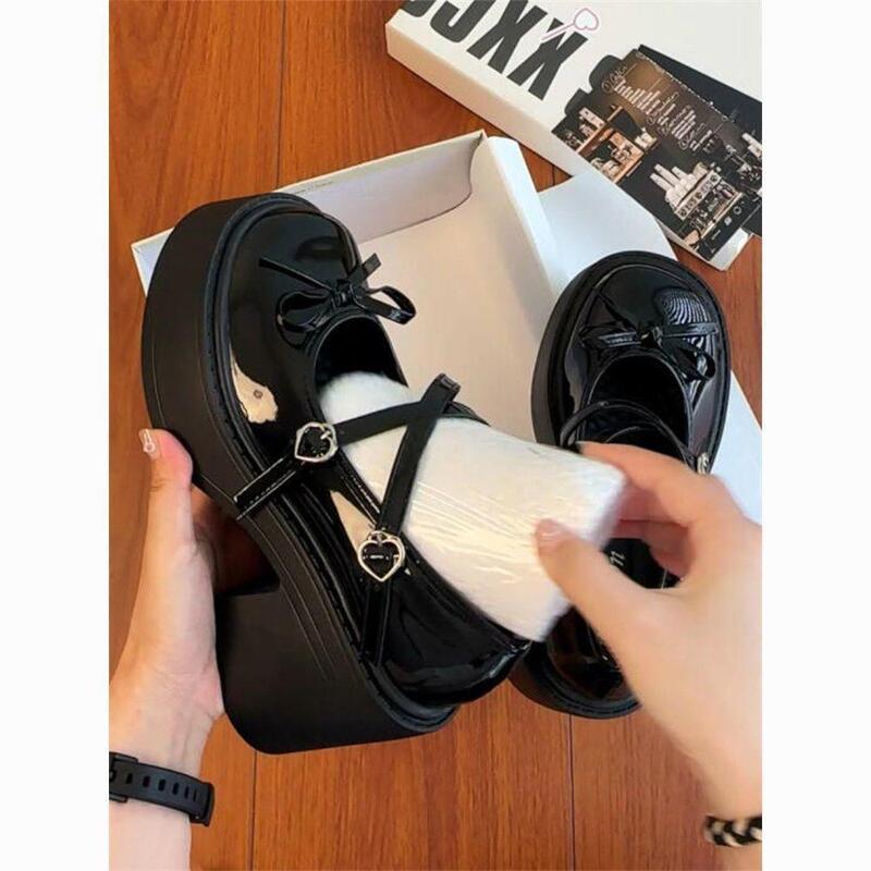 Height-Increasing Thick-Soled Mary Jane Leather Shoes for Women 2025 New Spring and Autum Japanese Style Style Jk Thick Heel High Heels with Skirt Flats
