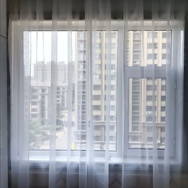 Tulle White Gauze Curtain Bedroom Living Room Balcony Gauze White Transparent Light-Transmitting Gauze Curtain Engineering Window Screen Black Red
