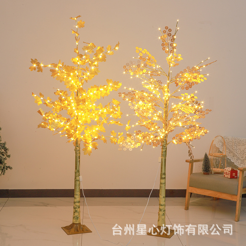 New Year decorative money tree lamp, festive home decoration, LED copper coin tree lamp, housewarming ornament wholesale