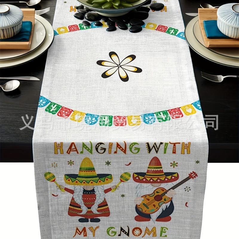アマゾンの人気メキシコカラーレトロ曼荼羅花亜麻テーブル旗食卓家庭装飾キッチンテーブル旗|undefined