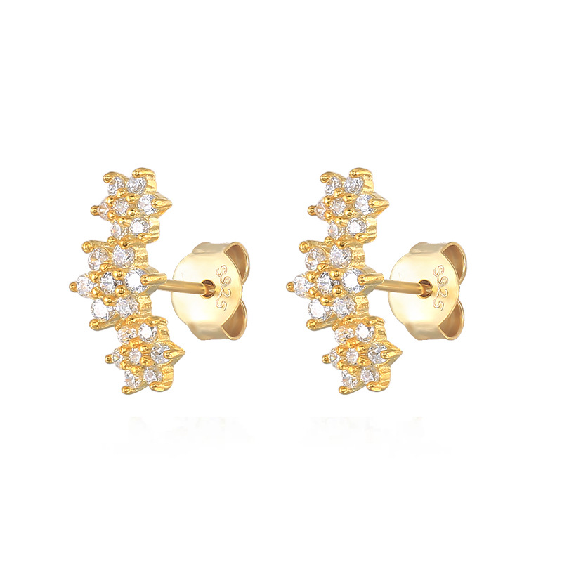 1 Pair Simple Style Cactus Moon Flower Plating Inlay Sterling Silver Zircon 18k Gold Plated Ear Studs display picture 41