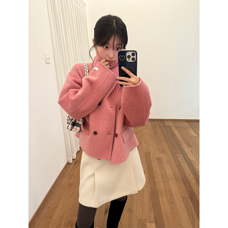 [Clearance, No Returns] Thickened and Warm Design Scarf Collar Short Double-Sided Wool Coat for Women Winter 2025 901
