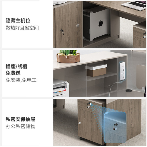 Office desk and chair set for finance employees, double facing each other, minimalist modern office desk, office