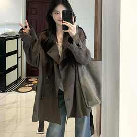 小个子巨好看棕色风衣外套女2025秋季新款宽松韩版感韩系短款