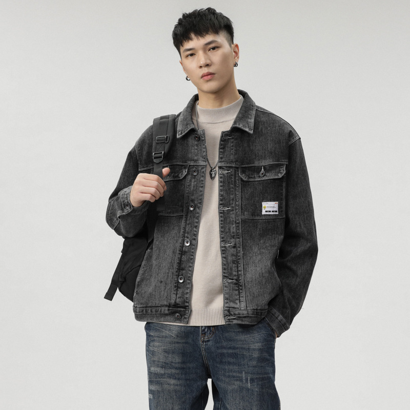 Veste transfrontalière pour hommes d'Amazon portant une veste en jean Joker chemise décontractée tendance pour hommes personnalité mince pour hommes_voghion.com