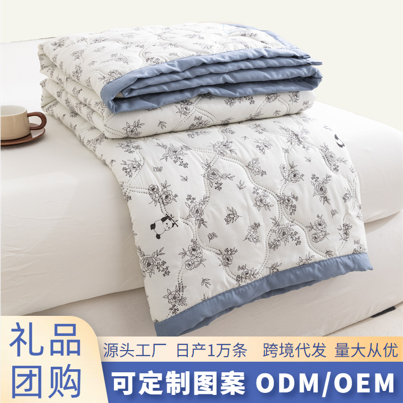 Washed Cotton Air-Conditioned Quilt Summer Cool Quilt Spring and Autumn Quilt Core Dormitory Single and Double Machine Washable Summer Thin Quilt Gift Wholesale