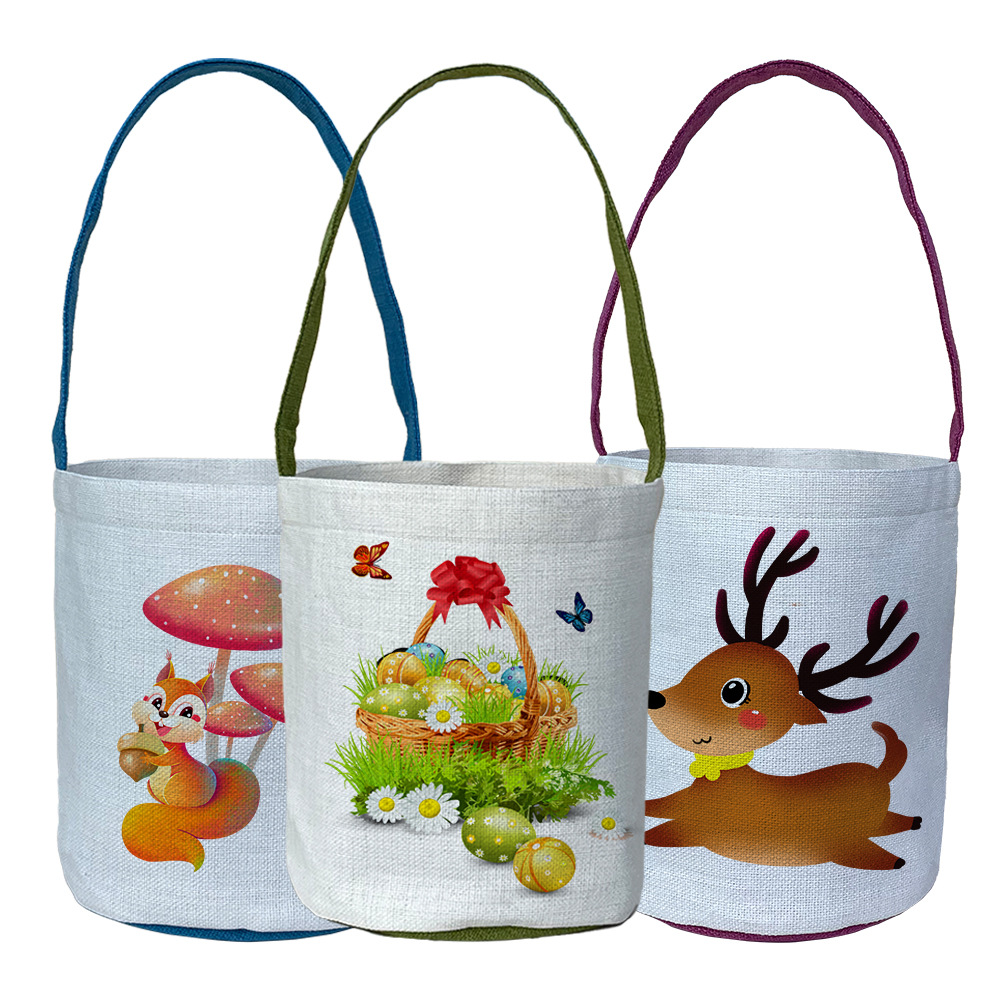 Transferencia de Calor impresión bolso Pascua sublimación bolsa lino 380g algodón lino dibujo DIY al por mayor en blanco