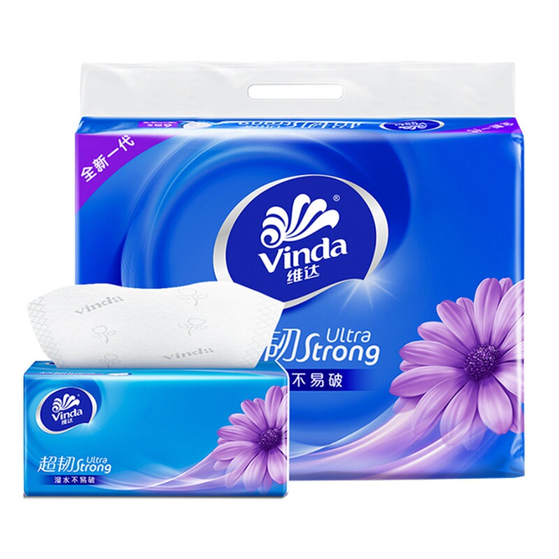 Vinda Ultra-Tough 3-Ply Tissue Paper, 130 Sheets, 6 Packs/Pack, Tissue Paper, Napkin Paper, Toilet Paper V2239