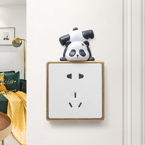 Cartoon Cute Panda Creative Home Switch Sticker Resin 3D Wall Sticker Wall Switch Board Decoration Wholesale