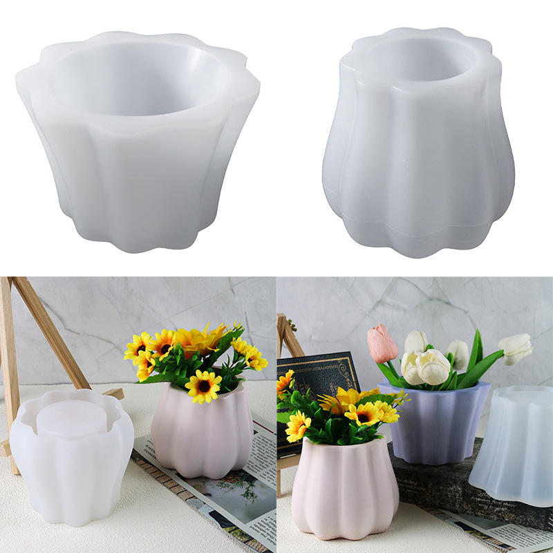 億興diy滴膠模具花邊波浪花瓶石膏模具家居插花盆裝飾品收納擺件