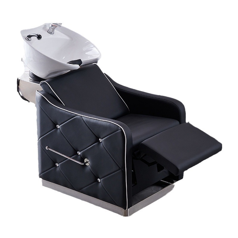 Suministro directo de fábrica cama de champú peluquería ocio fisioterapia lavabo de cerámica con diamante medio acostado cama de ponche cama de lavado