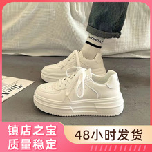 厚底小白鞋女外穿春秋新款浅口休闲运动鞋女系带增高跑步板鞋批发