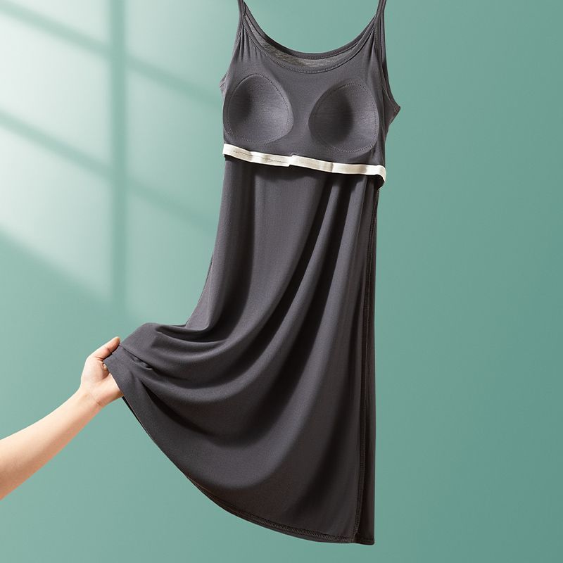胸パッド付きモーダルナイトガウン、サスペンダースカート、女性用夏用ゆったり薄手ホームスカート、ミドル丈パジャマ、ボトムスカート、ペチコート|undefined