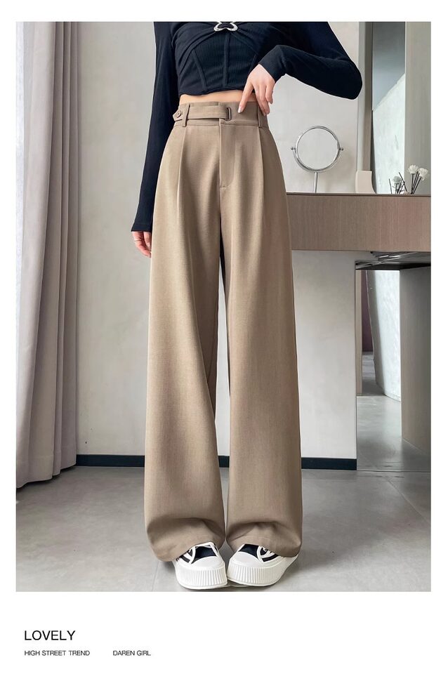 Quần ống rộng nữ cạp cao ống thẳng vải dệt mềm rũ, phong cách công sở — Mẫu thông thường màu xám (khuyến nghị 160cm trở lên), Mẫu thông thường màu đen (khuyến nghị 160cm trở lên), Người đàn ông nhỏ màu xám (khuyến nghị dưới 158cm), Người đàn ông nhỏ màu đen (đề nghị dưới 158cm) chi tiết 39