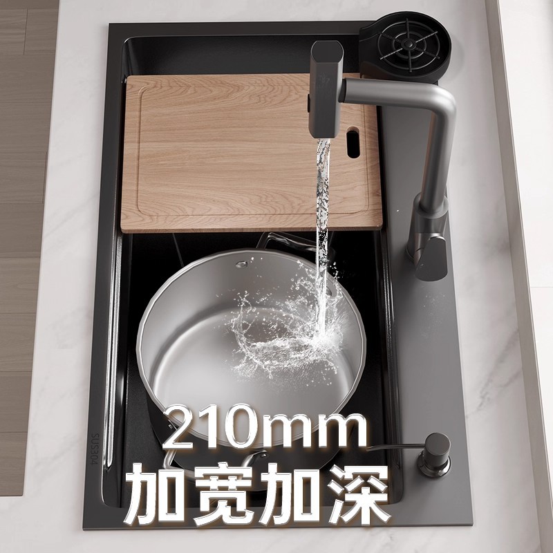 NOJO gran tanque único tanque doble tanque en un solo tanque espesado SUS304 cocina de acero inoxidable mesa de lavado de verduras doméstica superior media inferior