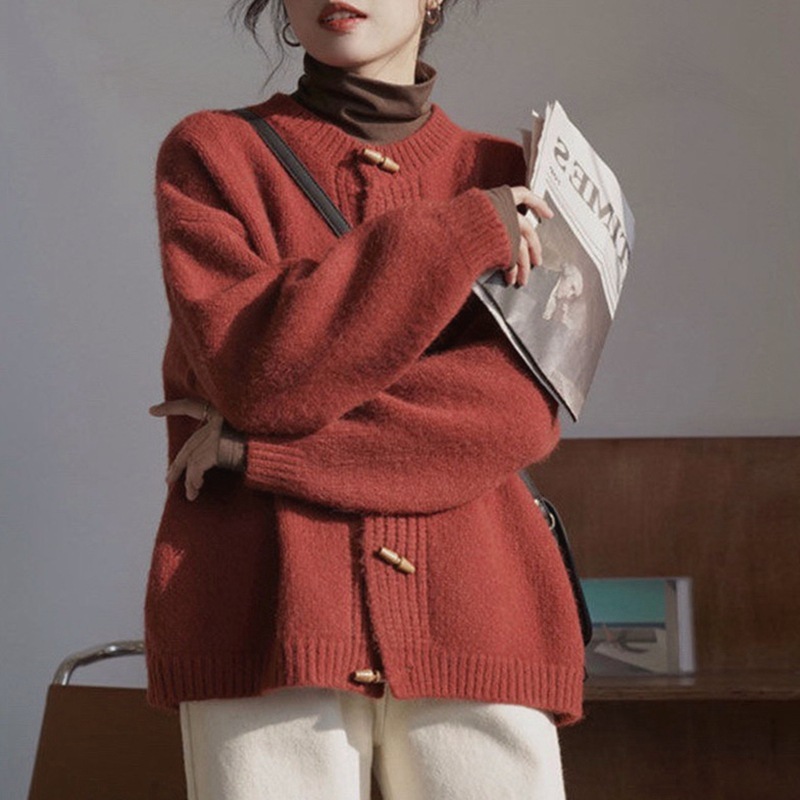 早秋针织开衫外套女春秋宽松慵懒高级感2025年新款上衣复古毛衣厚|undefined