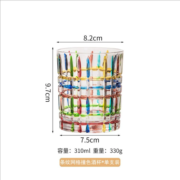 Striped mesh contrasting wine glass. Single-pack