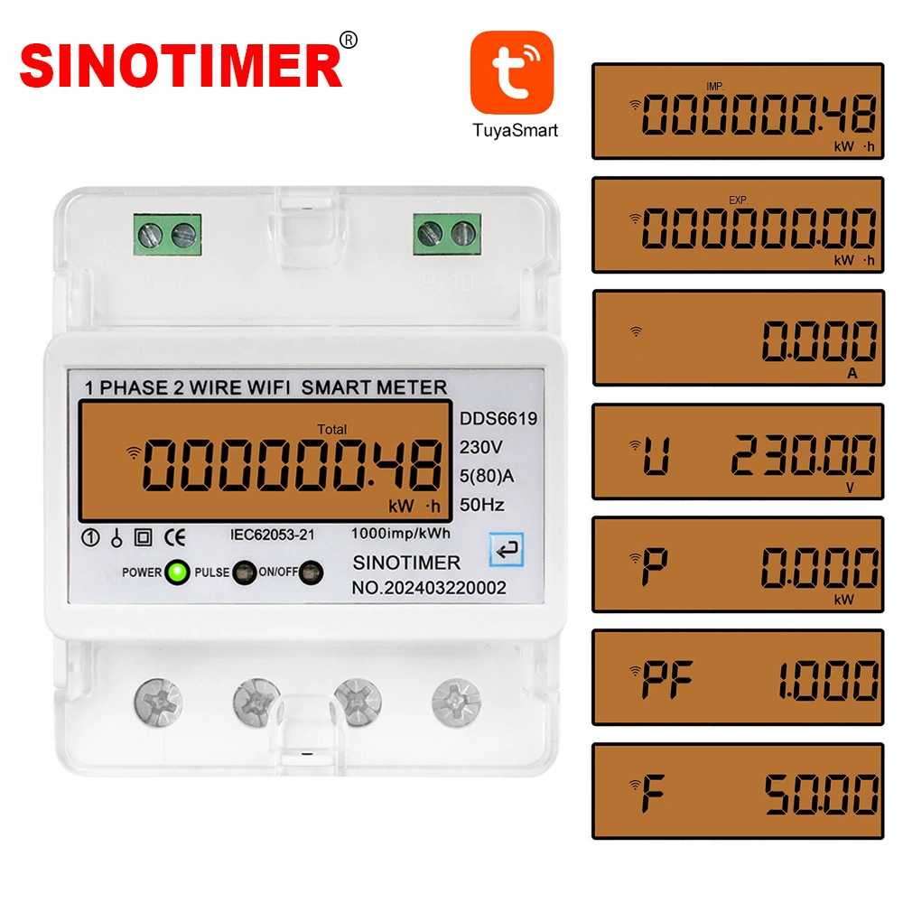 Однофазный граффити WiFi счетчик энергии APP удаленный просмотр заряда, напряжение, коэффициент мощности, ток, частота AC220V