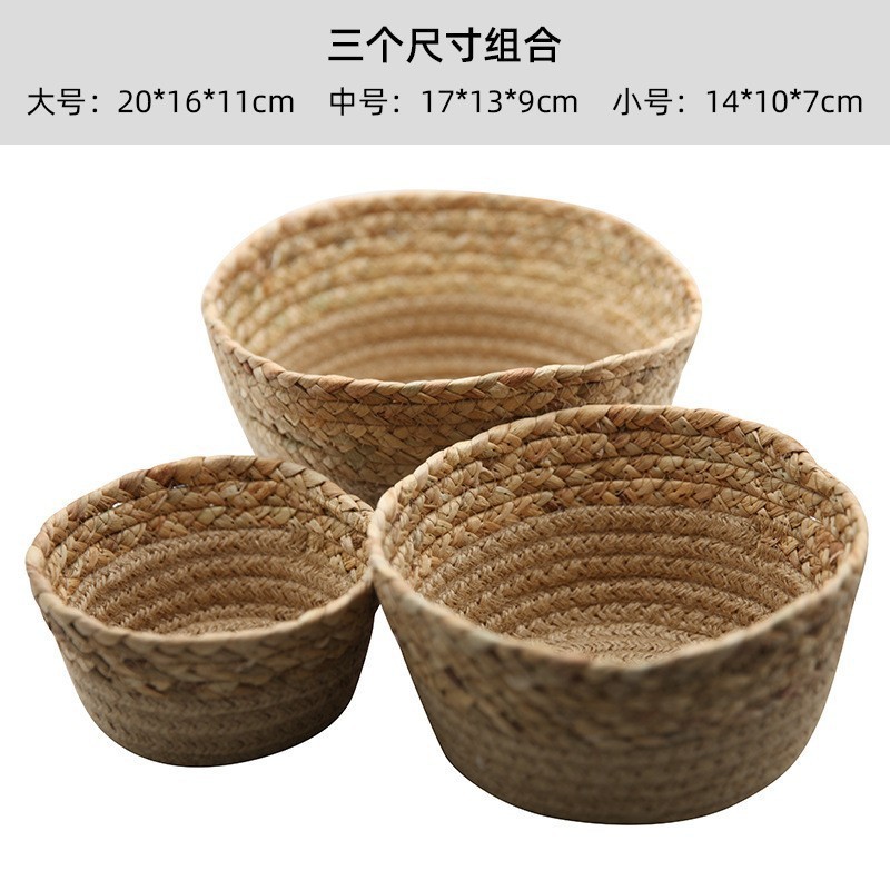 Cesta de almacenamiento terminada de tres piezas-cáñamo