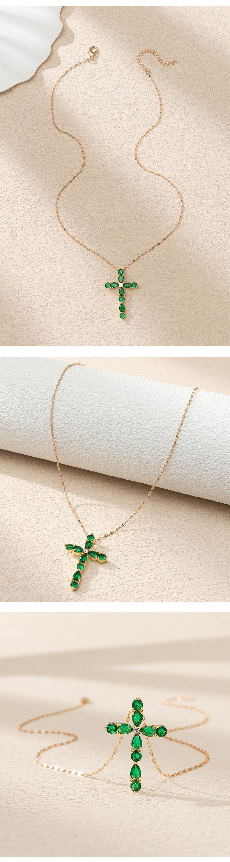 Simple Style Cross Copper Inlay Zircon Pendant Necklace 1 Piece