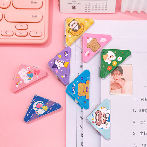 Cartoon corner clip student test paper information book corner clip bill folder cute stationery binding triangle clip