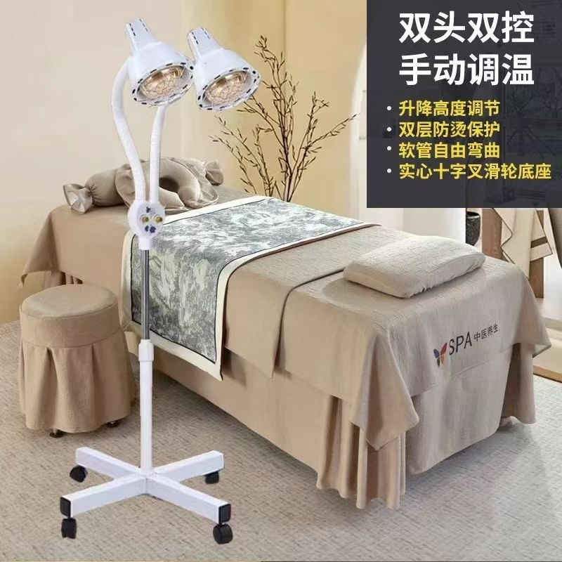 Lámpara de fisioterapia infrarroja, lámpara de horneado de dos cabezas, aparato doméstico de fisioterapia, lámpara de horneado de energía solar, aparato de fisioterapia de infrarrojos lejanos transfronterizos