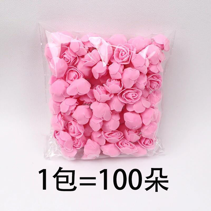 100 Pieces of Opp Bag-Packed 3.5cm Foam Flowers Pe Artificial Flowers Wedding Candy Box Rose Flower Bear Unicorn DIY Mini