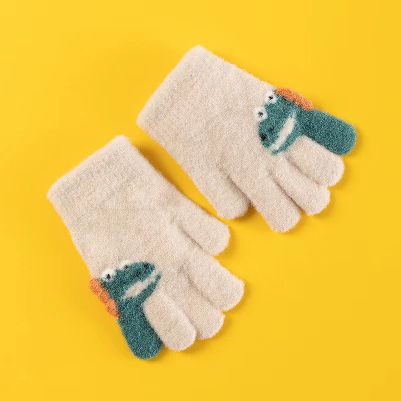 El lugar del fabricante puede agregar un logotipo para tejer color sólido otoño e invierno para niños, jacquard mágico cálido, guantes de pesca de ciclismo engrosados