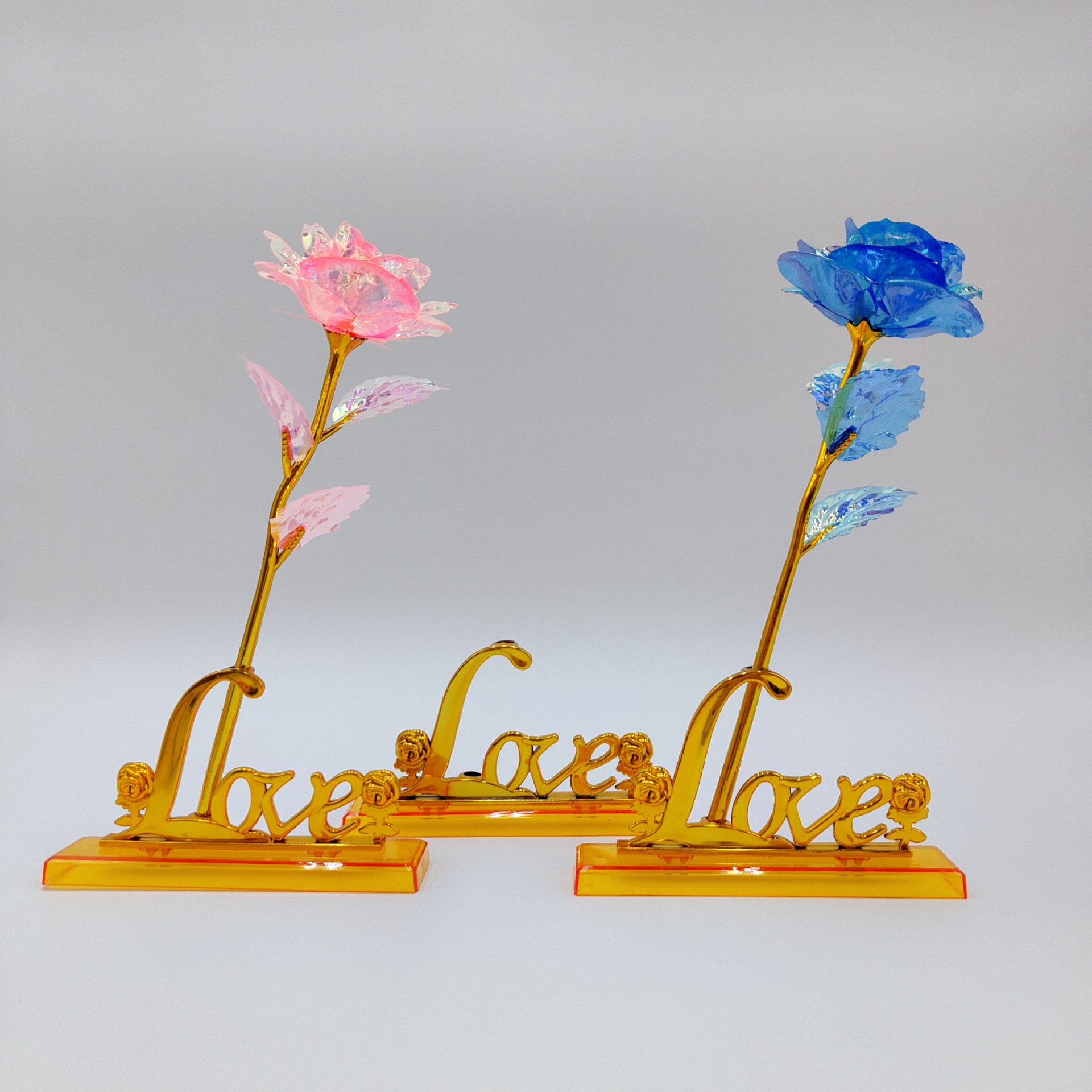 Color Flor de oro Hoja de oro Flor de rosa Simulación Láser Rosa colorida Día de la madre Día romántico Día de San Valentín Día de la mujer Regalo