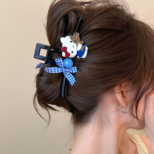 韩国卡通小猫蝴蝶结抓夹少女心高级感盘发鲨鱼夹后脑勺发卡批发