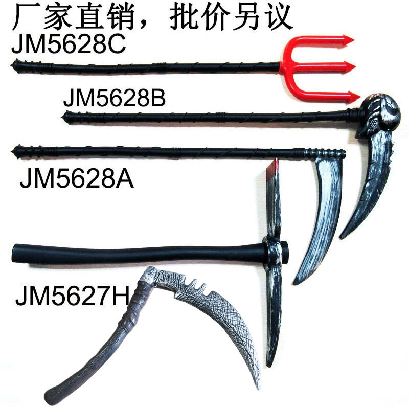 Red Trident Death Hook Scythe Festival Stage Cross-dressing Props Devil Fork Ghost Head Halloween Show