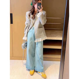 设计感小众蕾丝拼接西装外套女2026春季新款法式气质宽松显瘦上衣